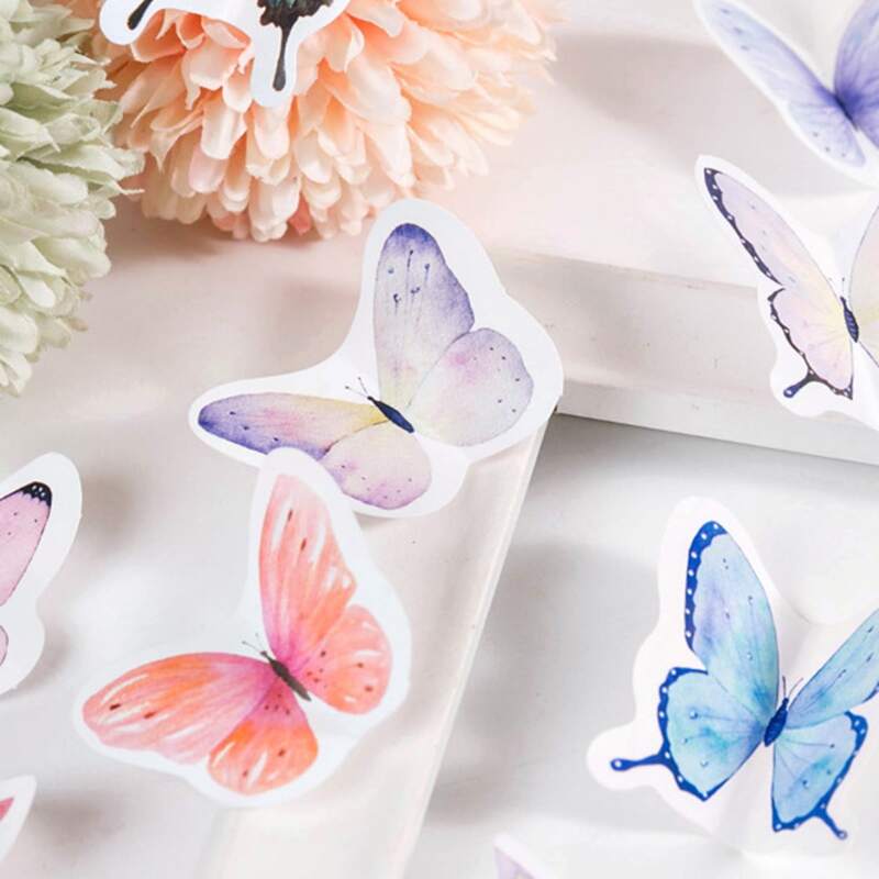 

46pcs Butterfly Shaped Sticker, Multicolor