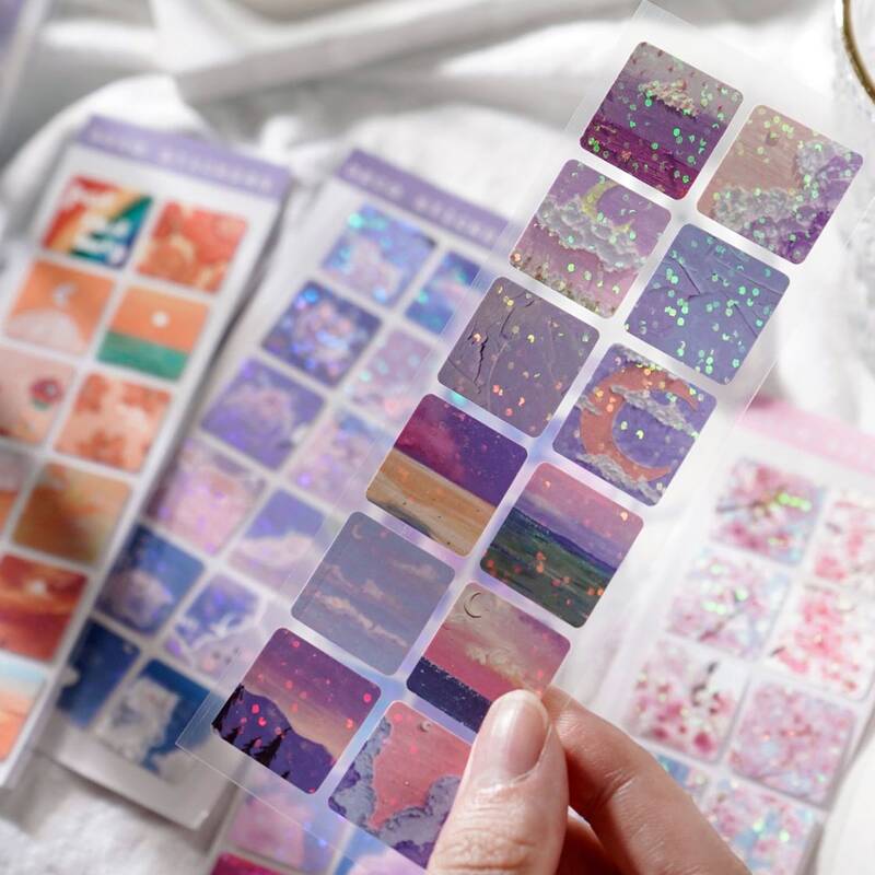 

1pc Scenery Pattern Sticker, Multicolor