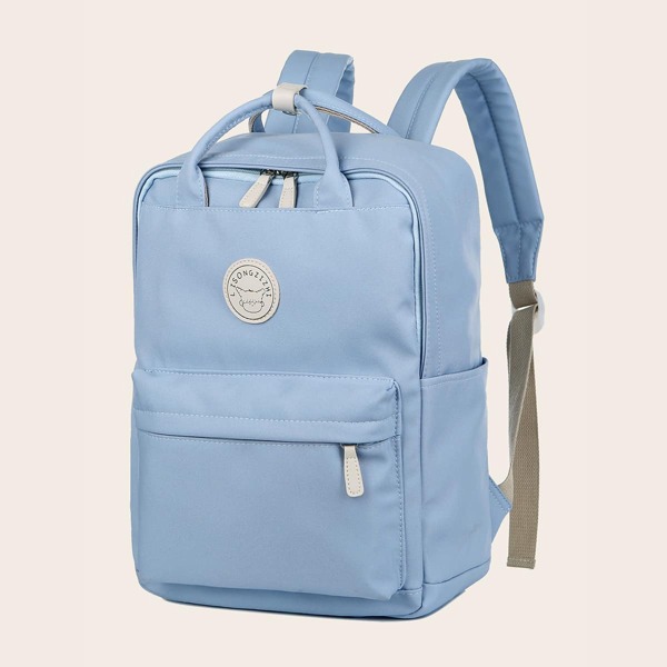 

Letter Patch Pocket Front Backpack, Blue