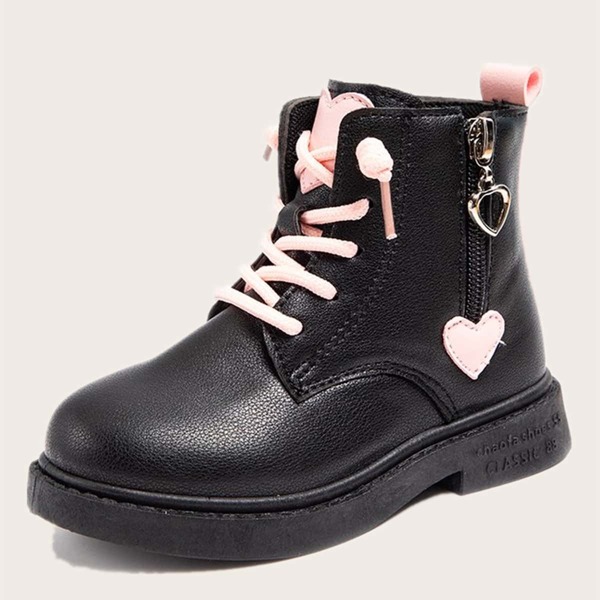 

Toddler Girls Heart Decor Side Zip Combat Boots, Multicolor