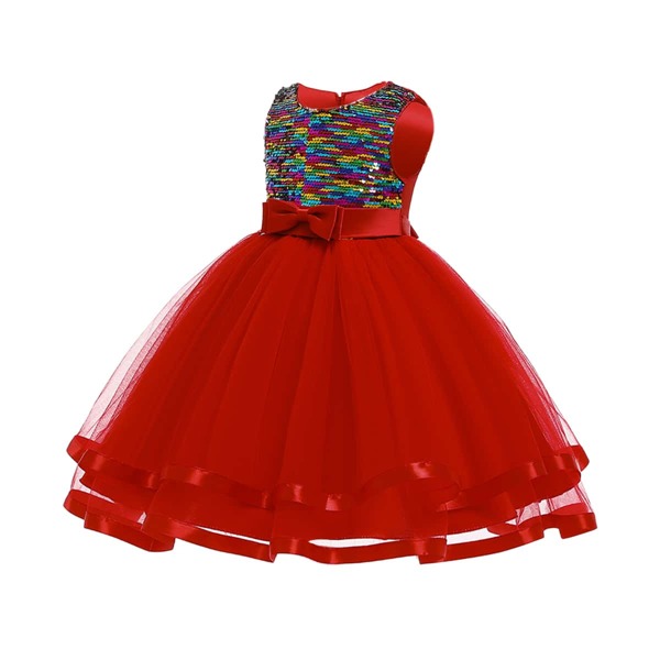 

Girls Contrast Sequin Big Bow Gown Dress, Multicolor