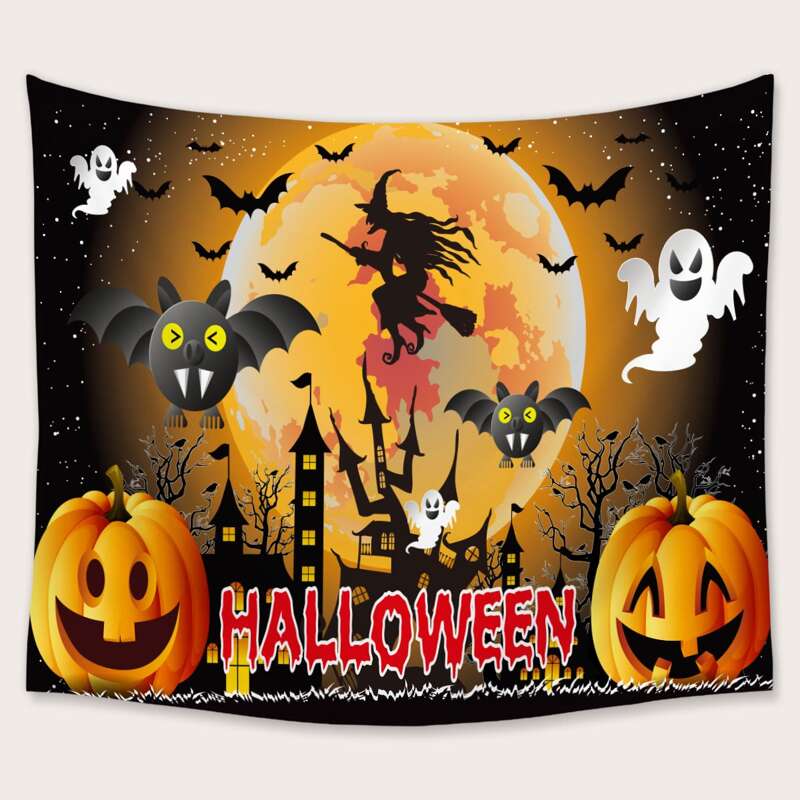 

Halloween Pattern Tapestry, Black and white