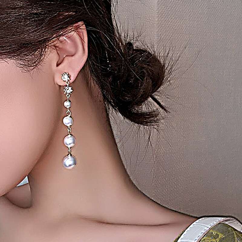 

Faux Pearl Decor Earrings, White