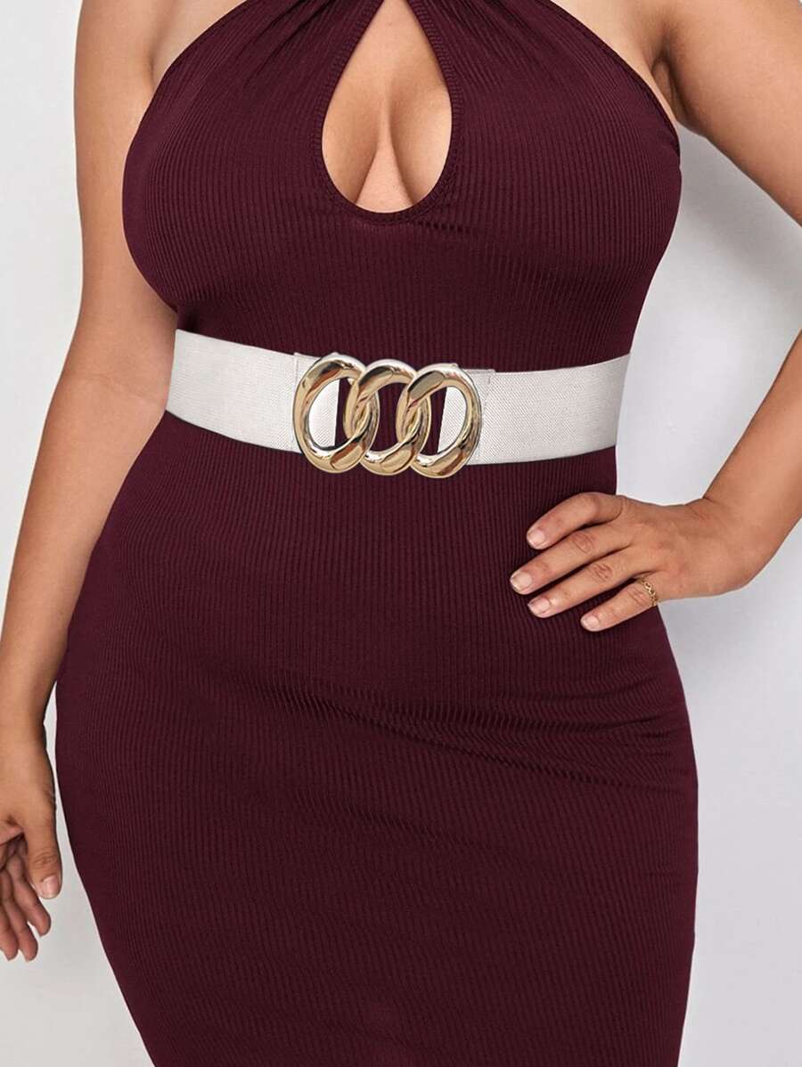 1 件装 欧美风格性感女士三圈弹性白色腰带 - 白色 - 查看 1