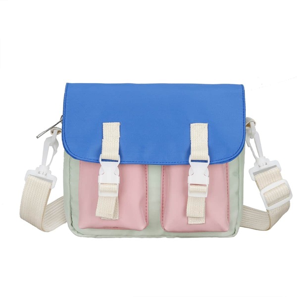 

Colorblock Buckle Decor Crossbody Bag, Multicolor