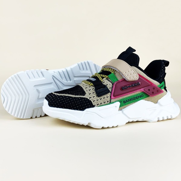 

Boys Colorblock Velcro Strap Knit Sneakers, Multicolor