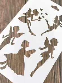 1pc DIY Hollow Painting Template Quay lại trường học - trắng - Xem 12