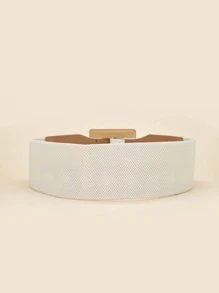 Square Buckle Corset Belt - White - View 4