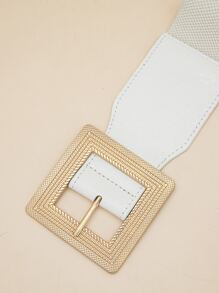 Square Buckle Corset Belt - White - View 5