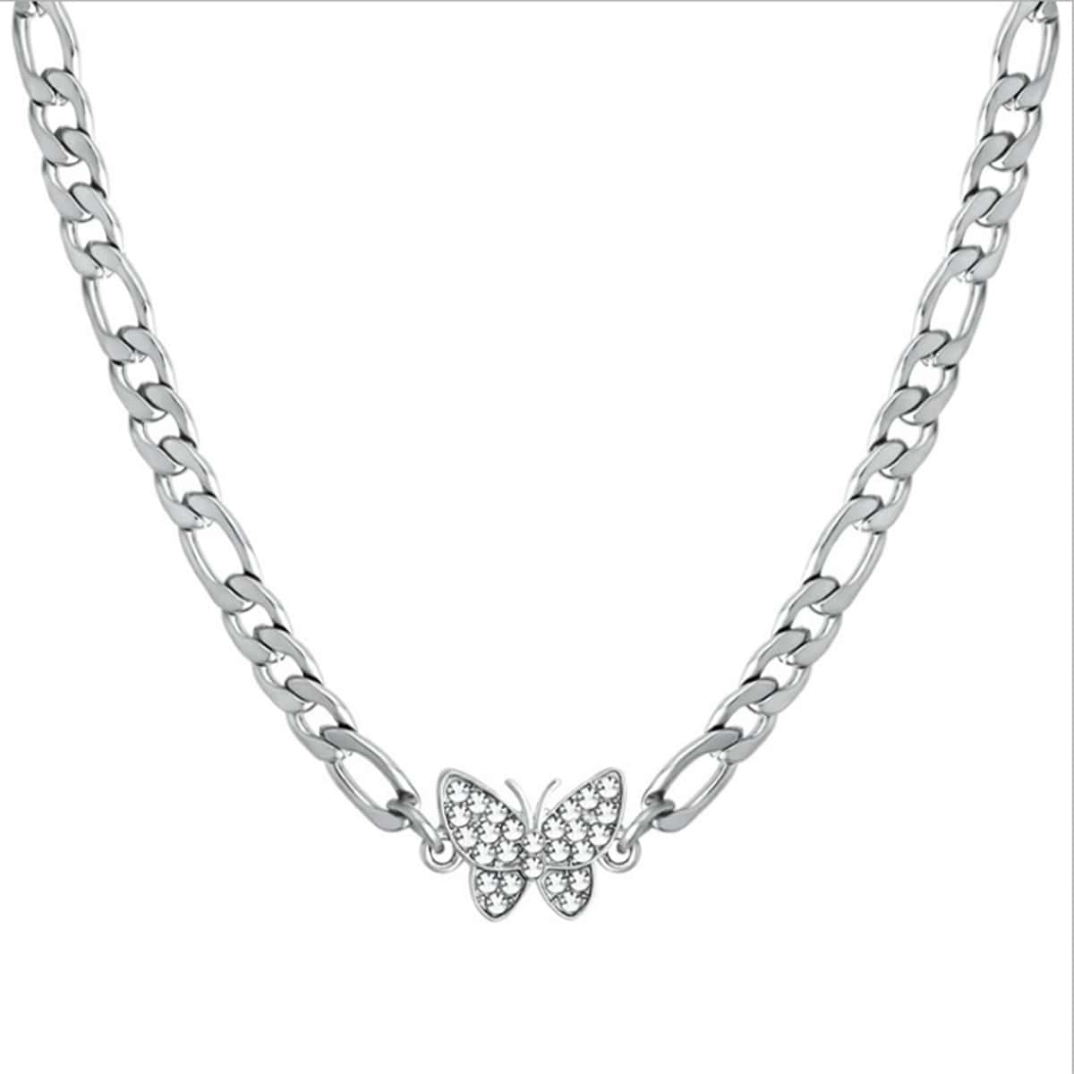 

Butterfly Decor Chain Necklace, Silver