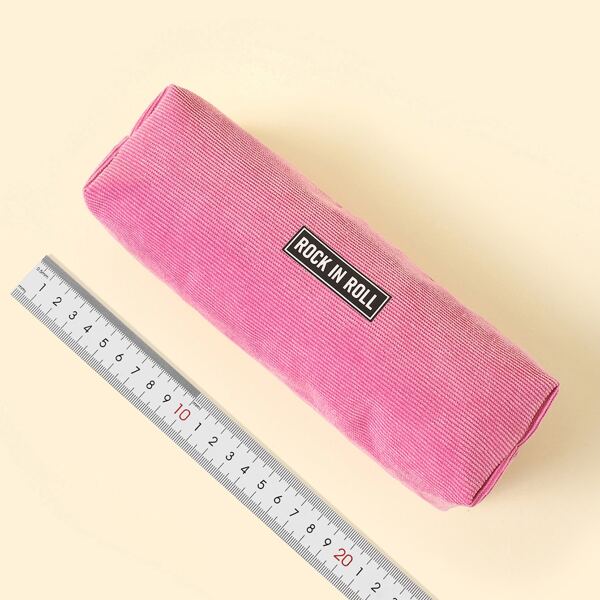 

1pc Corduroy Pencil Case, Hot pink