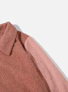 Plus Color Block Teddy Jacket - Dusty Pink - View 4