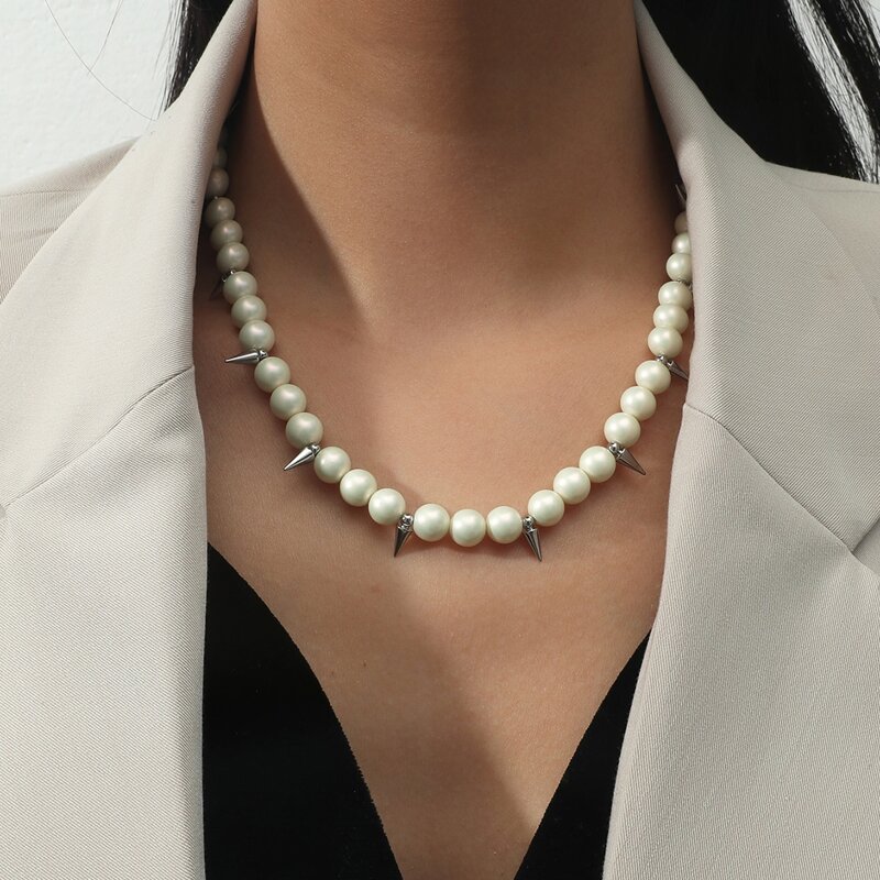 

Faux Pearl Beaded Necklace, White