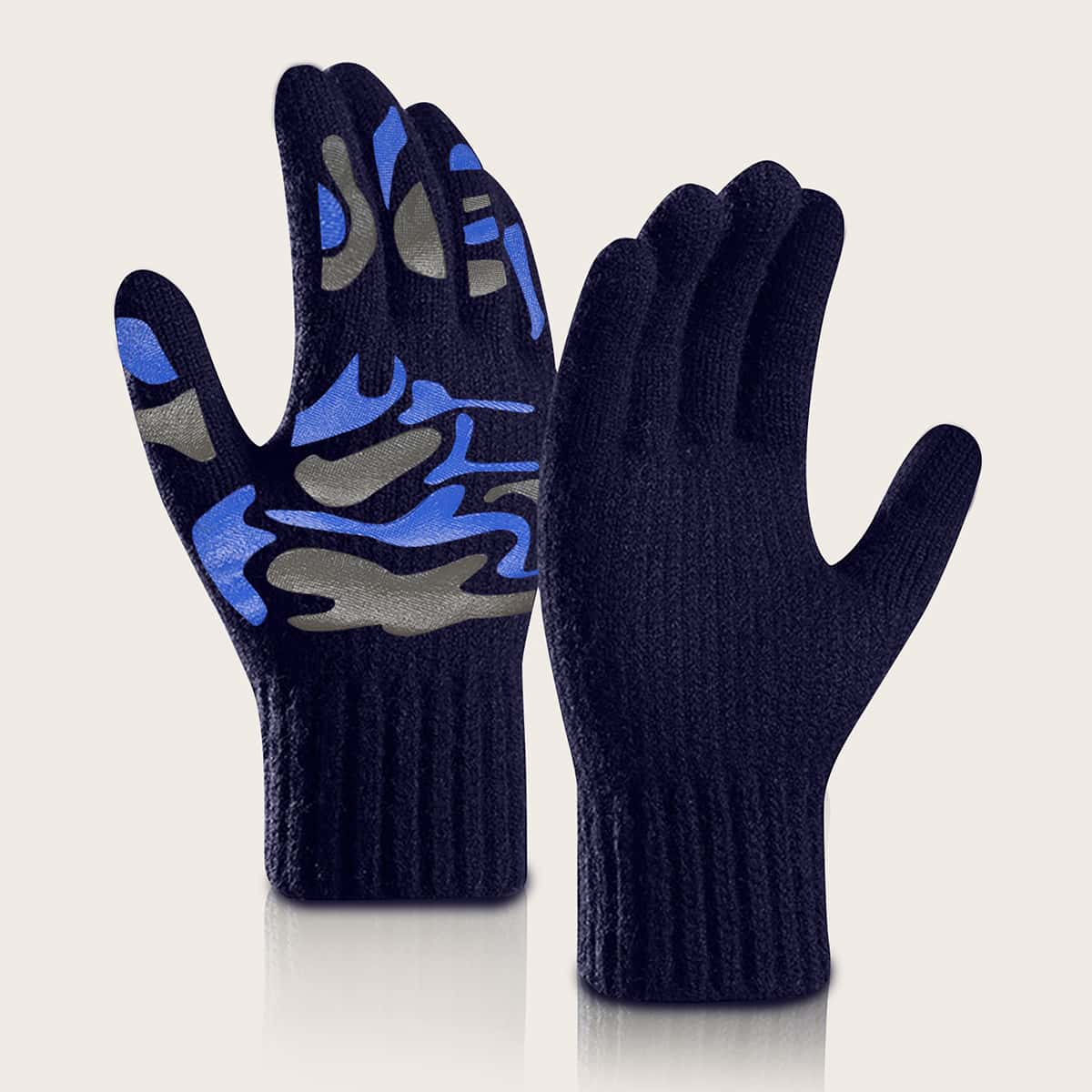 

1pair Camo Pattern Sports Gloves, Blue