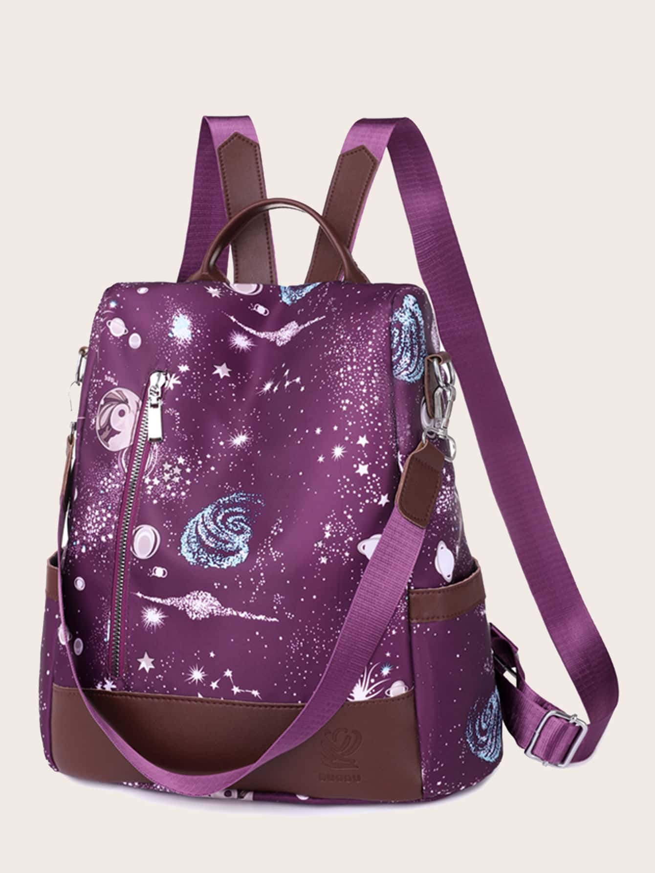 Mochila galaxia con estampado con cremallera delantera