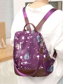 Mochila galaxia con estampado con cremallera delantera