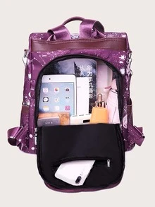 Mochila galaxia con estampado con cremallera delantera