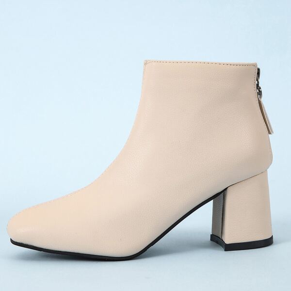 

Back Zip Chunky Classic Boots, Beige