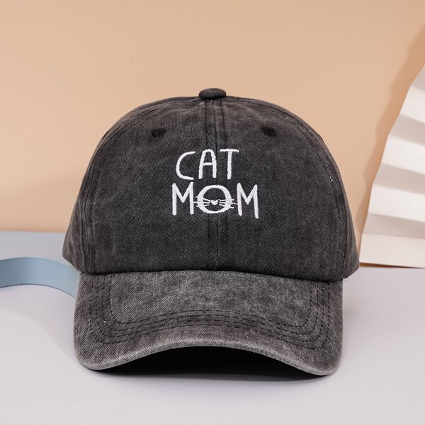 

Letter Embroidered Baseball Cap, Black