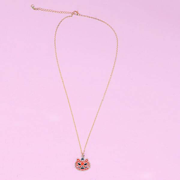 

Pumpkin Charm Necklace, Red