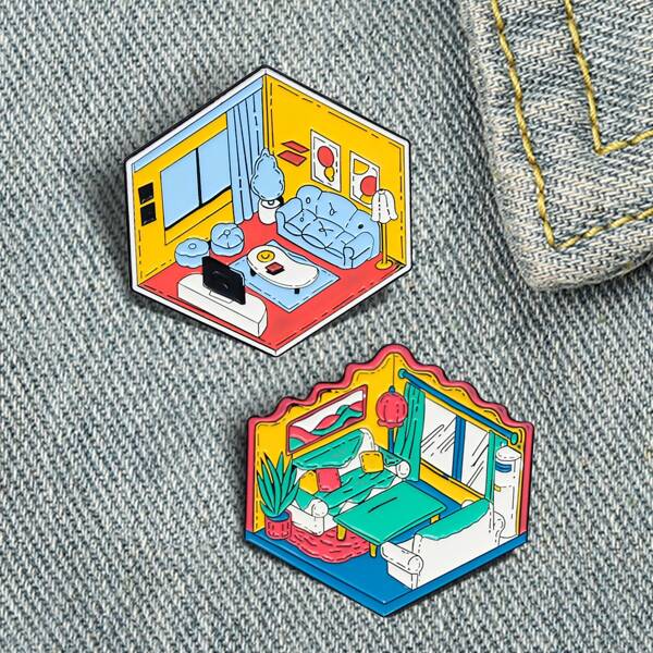 

2шт Брошь творческий, Многоцветный