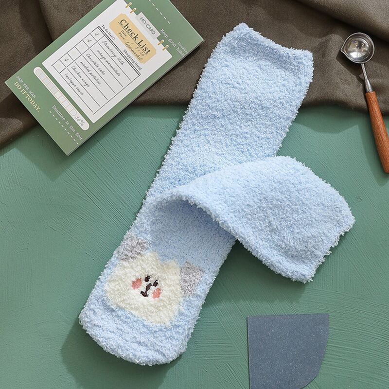 

Cartoon Graphic Fuzzy Socks, Blue