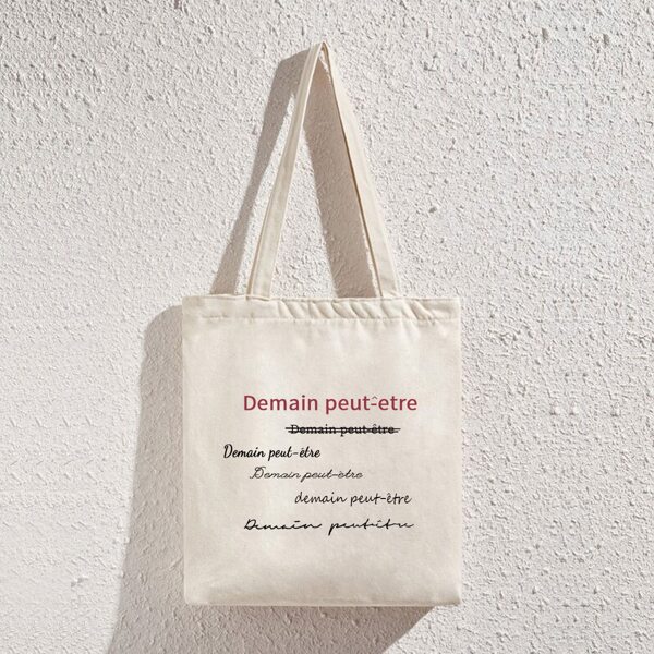

Letter Graphic Canvas Shopper Bag, Beige