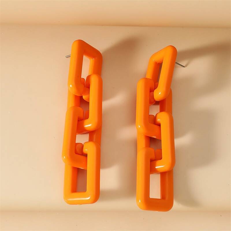 

Chain Design Earrings, Orange
