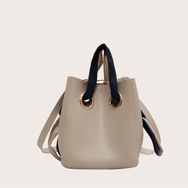 

Knot Decor Bucket Bag, White