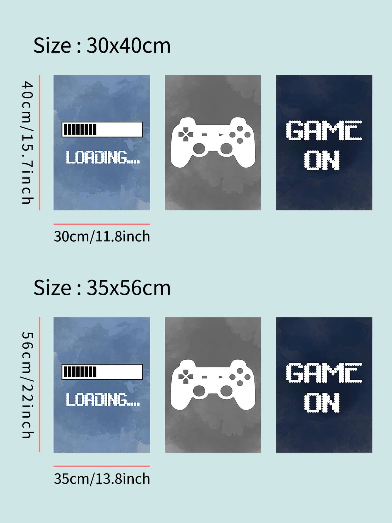 3 piezas Juego con estampado Láminas decorativas sin marco - Multicolor - Añade 3