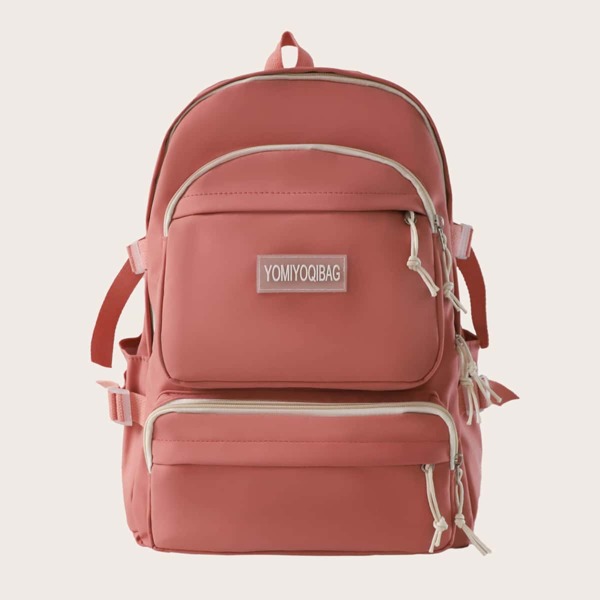 

Contrast Binding Large Capacity Backpack, Pink
