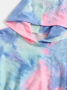 SHEIN Bộ hai mảnh Gái Lá thư Cà vạt nhuộm Thể thao - Nhiều màu - Xem 3