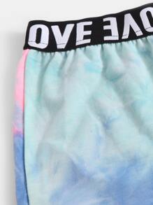 SHEIN Bộ hai mảnh Gái Lá thư Cà vạt nhuộm Thể thao - Nhiều màu - Xem 4