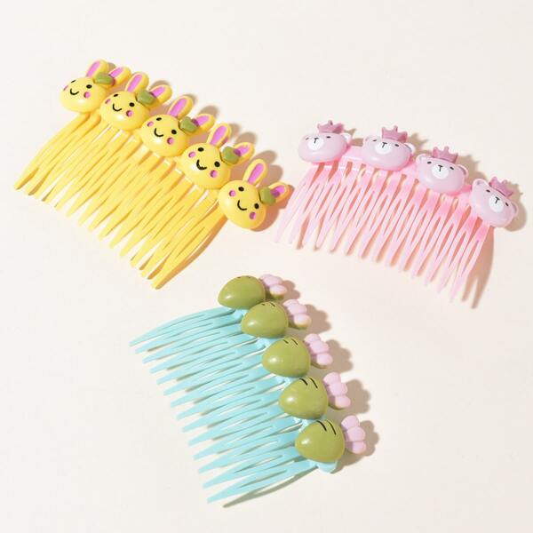 

3pcs Girls Cartoon Rabbit Decor Hair Pin, Multicolor