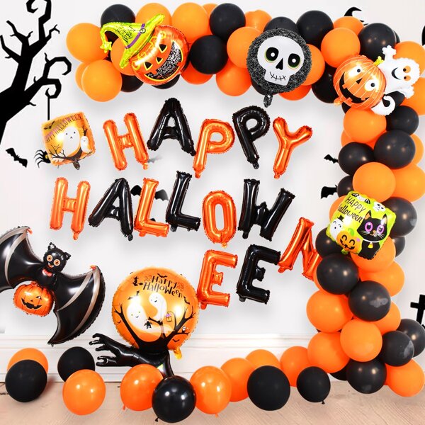 

106pcs Halloween Decorative Balloon Garland, Multicolor