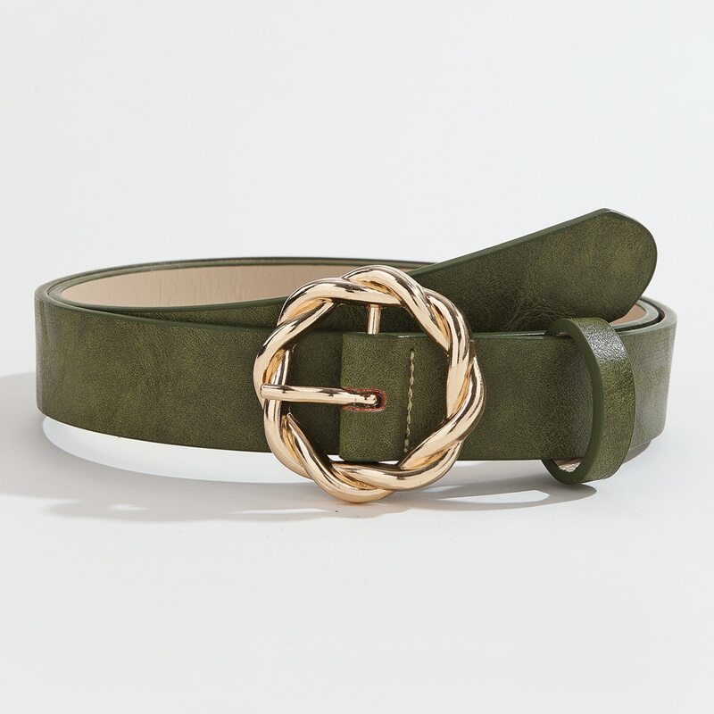 

Round Buckle Belt With Hole Punch, Green