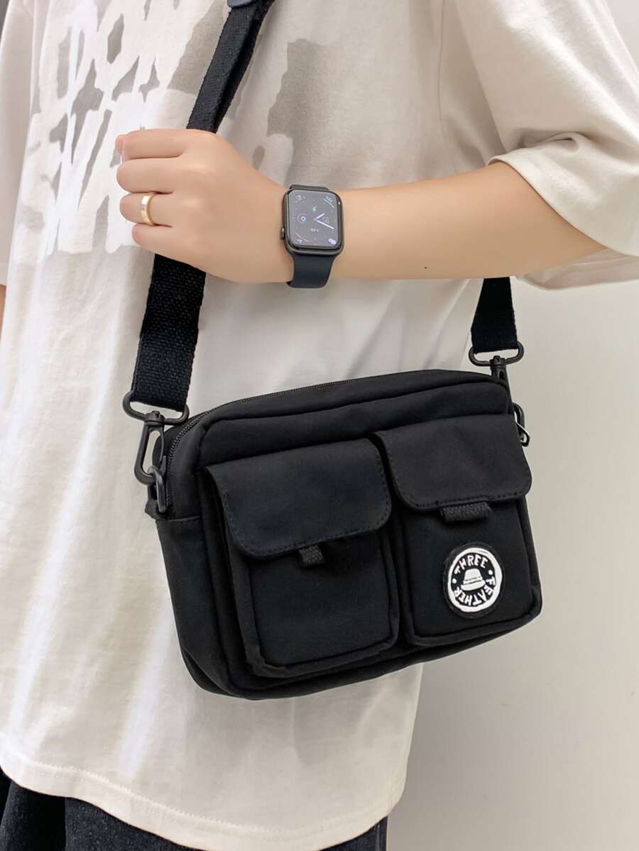 Men Minimalist Crossbody Bag - Black - View 1