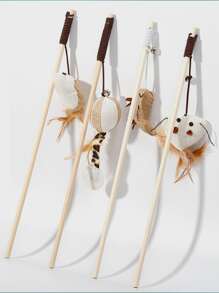 2pcs Mouse Shaped Random Cat Teaser Stick - Multicolor - View 1