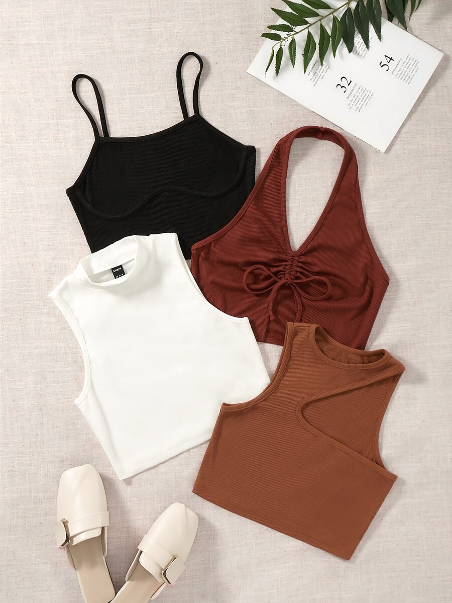 4 piezas Top corto unicolor - Multicolor - Ver 1