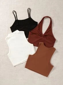 4 piezas Top corto unicolor - Multicolor - Ver 2