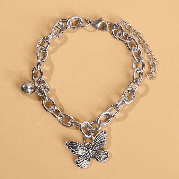 

Butterfly Charm Bracelet, Silver