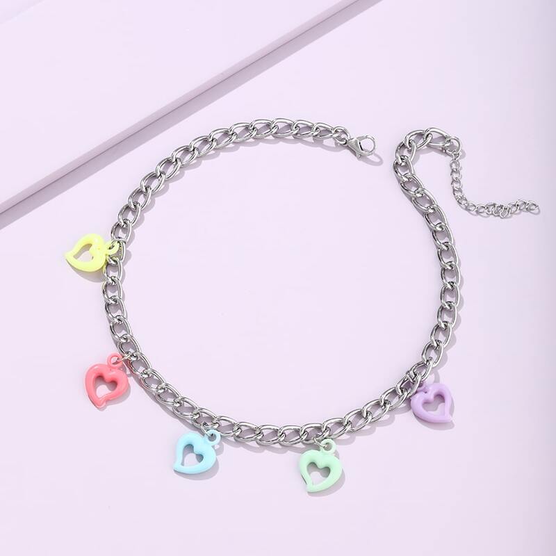 

Heart Charm Chain Necklace, Silver