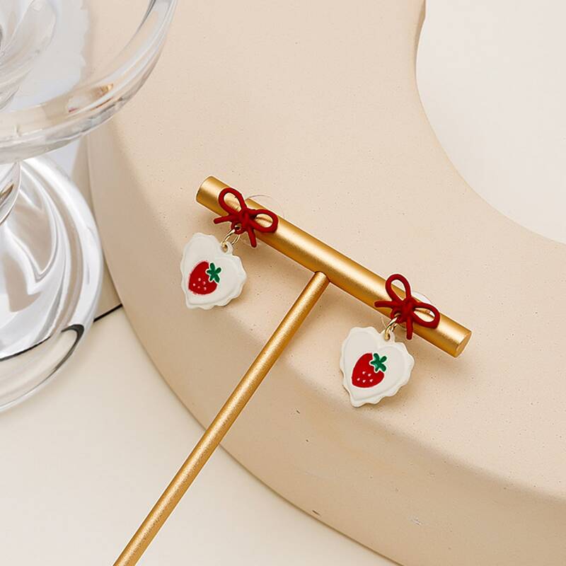 

Strawberry Graphic Drop Earrings, Multicolor