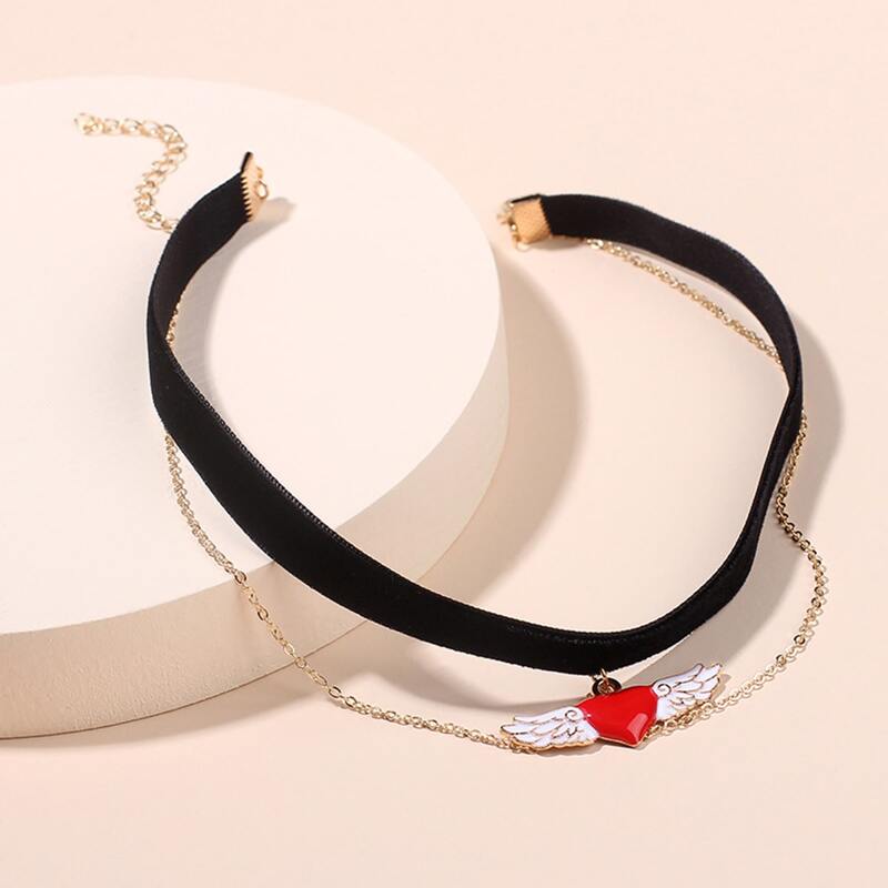 

Heart Decor Layered Necklace, Black