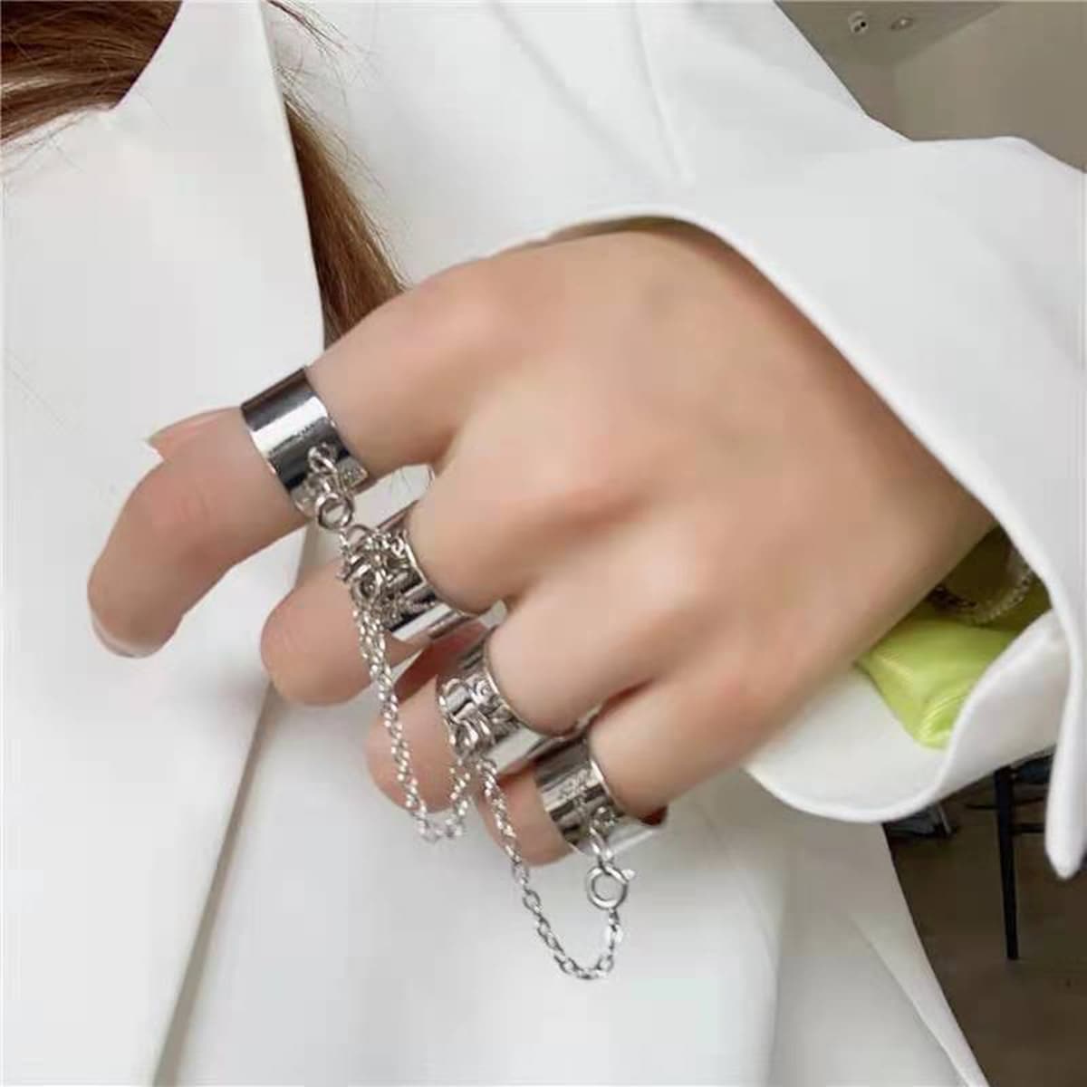 

1pc Chain Linked Ring, Silver