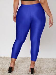 SHEIN Essnce Plus High Waist Leggings - Royal Blue - View 2
