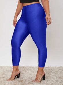 SHEIN Essnce Plus High Waist Leggings - Royal Blue - View 4
