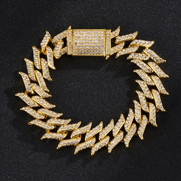 

Men Rhinestone Decor Bracelet, Gold