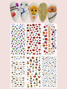 6sheets Halloween Nail Art Sticker - Multicolor - View 1