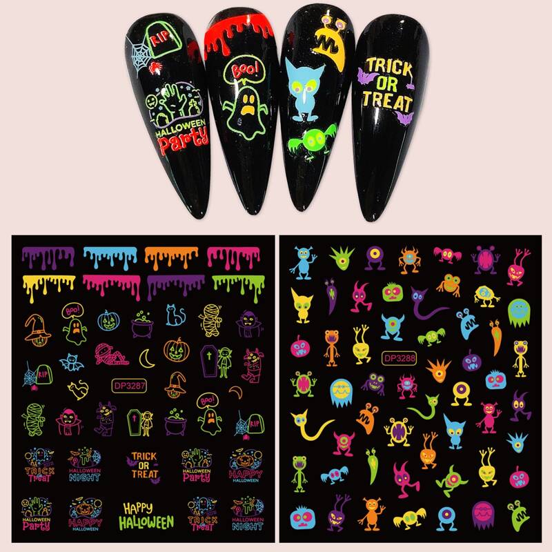 

2sheets Halloween Nail Art Sticker, Multicolor